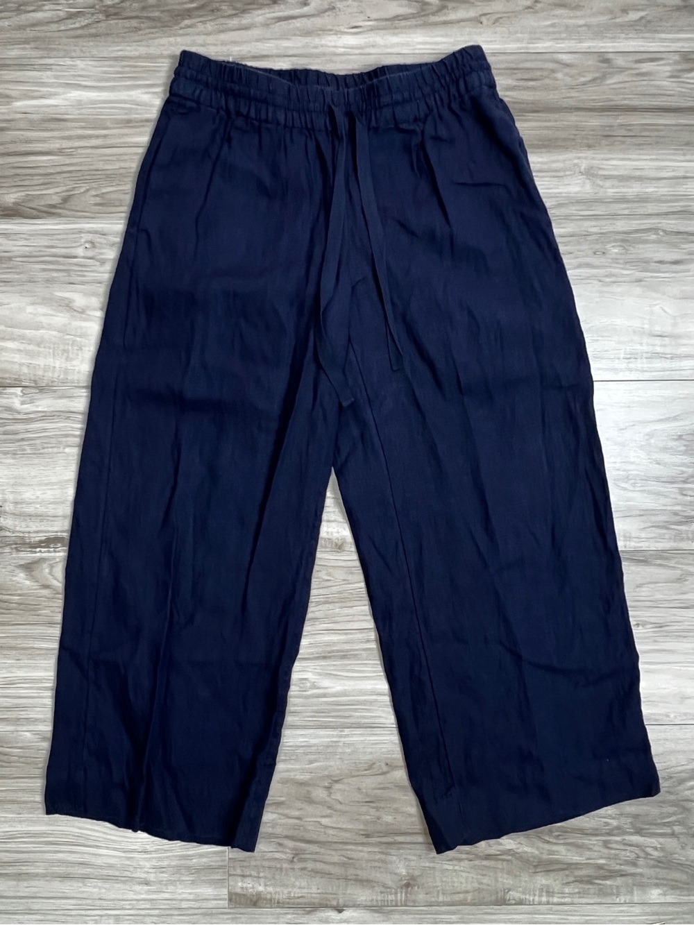 J. Crew Wide-leg Seaside Pant in Linen Navy Blue Size S